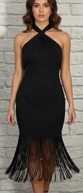NWT Bebe Fringe Hem Sweater Dress/ LBD/ evening gown